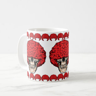 Caneca De Café Crânio de Afro-Homem: Abundante Cabelo Vermelho Cu