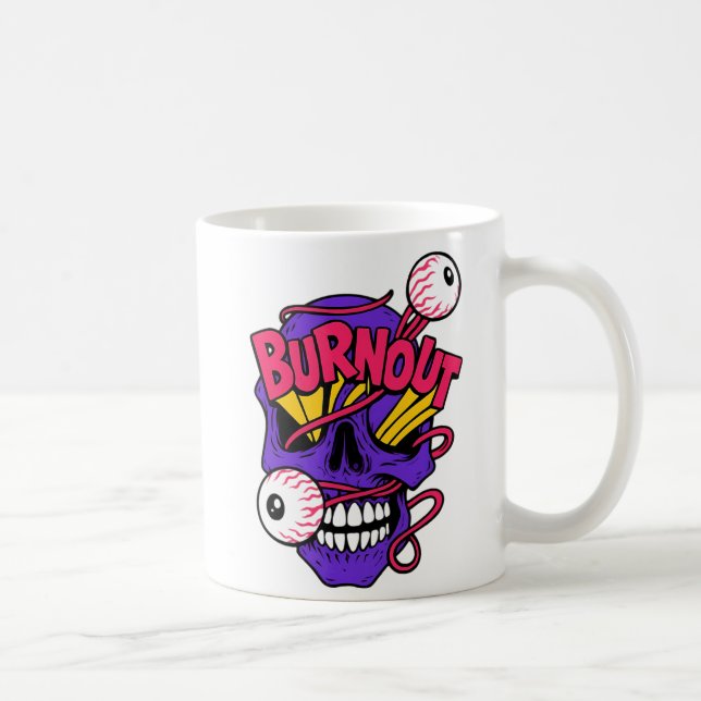 Caneca De Café Crânio de Arte com Burnout (Direita)