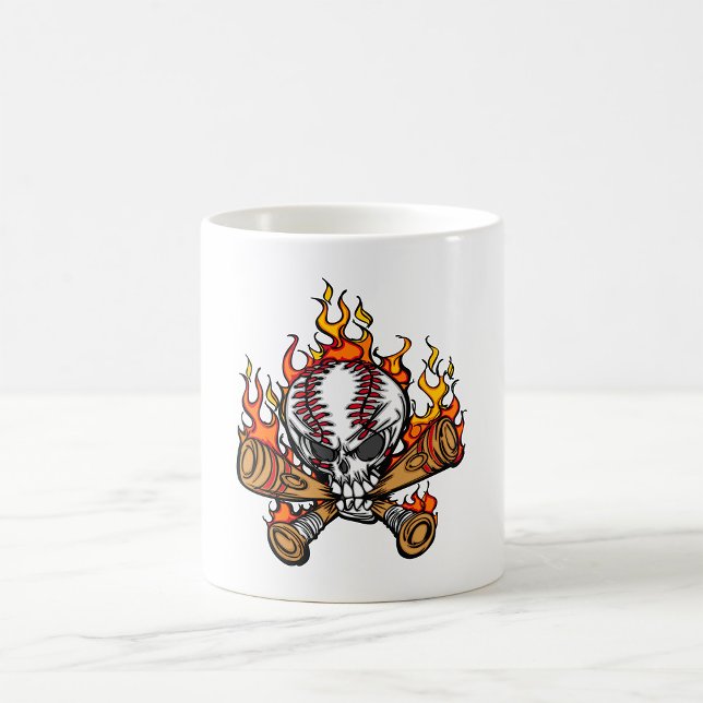 Caneca De Café Crânio de Baseball Flaming (Criador carregado)