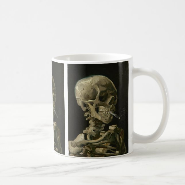 Caneca De Café Crânio de Esqueleto com Cigarro Aceso, Van Gogh (Direita)