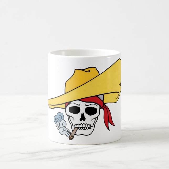 Caneca De Café Crânio de Fumar Halloween com Cartoon Bandana (Centro)