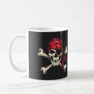Caneca De Café Crânio de Pirata e Ossos Cruzados