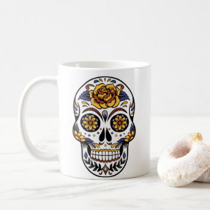 Caneca De Café Crânio de Rosa Amarelo