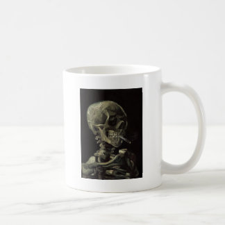 Caneca De Café Crânio de um esqueleto com cigarro ardente