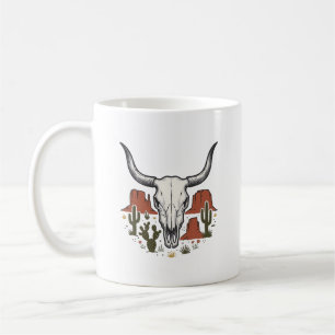 Caneca De Café Crânio de Vaca do Deserto Arte Vintage Cacto Sudoe