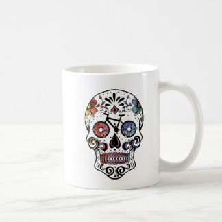 Caneca De Café Crânio do açúcar da aguarela com peças da