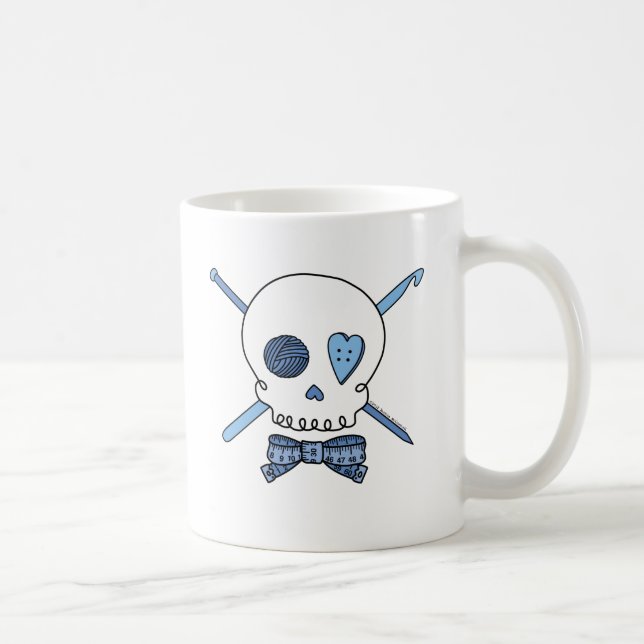 Caneca De Café Crânio do artesanato (azul) (Direita)