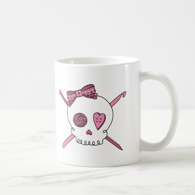 Caneca De Café Crânio do artesanato (rosa) (Direita)