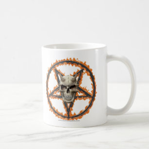 Caneca De Café Crânio do demónio & Pentagram ardente