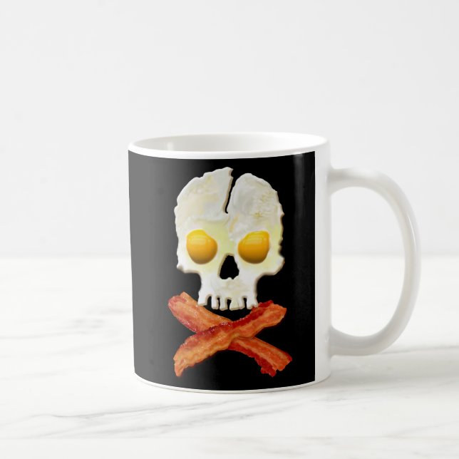 Caneca De Café Crânio dos ovos dos Crossbones do bacon crepitante (Direita)