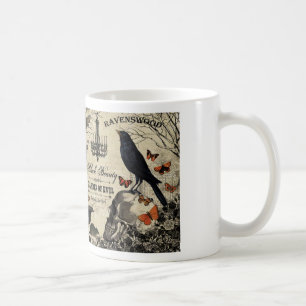 Caneca De Café crânio e corvo de halloween