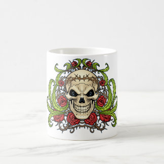 Caneca De Café Crânio e rosas com a coroa de espinhos pelo Al Rio