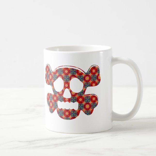 Caneca De Café Crânio engraçado colorido (Direita)