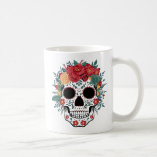 Caneca De Café Crânio Floral