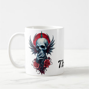 Caneca De Café Crânio impressionante e realista com asas