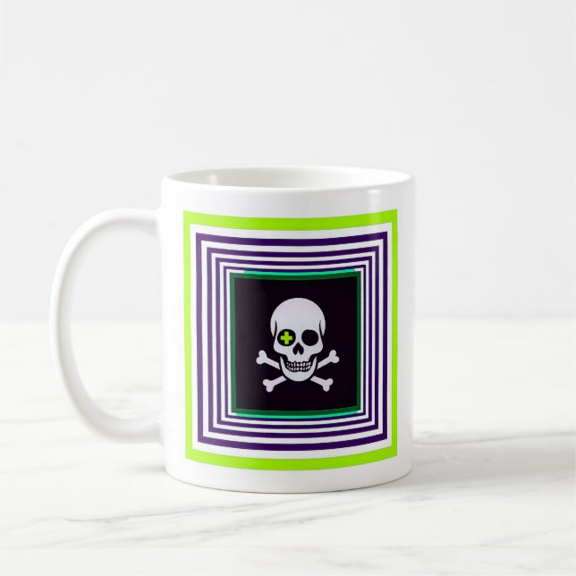 Caneca De Café Crânio minimalista moderno. (Esquerda)