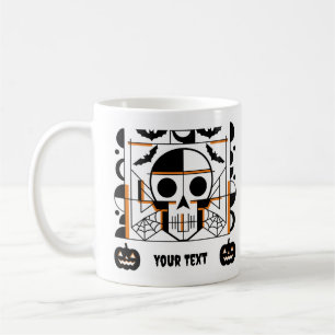 Caneca De Café Crânio, morcegos, teias de aranha ao estilo do Dia