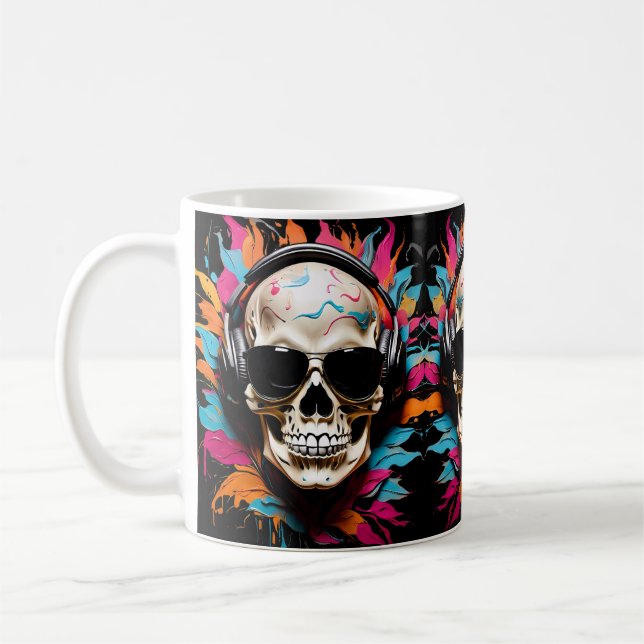 Caneca De Café Crânio musical engraçado bonito (Esquerda)
