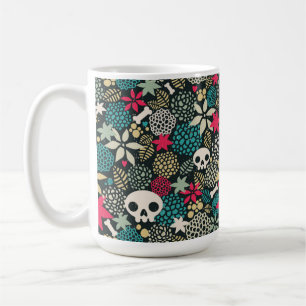 Caneca De Café Crânio nas flores