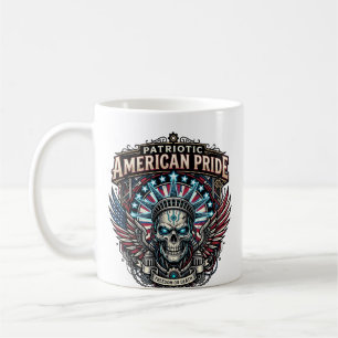 Caneca De Café Crânio Patriótico Ciber Liberdade Futuro Cyberpunk
