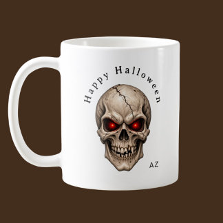 Caneca De Café Crânio Personalizado de Halloween Assustador