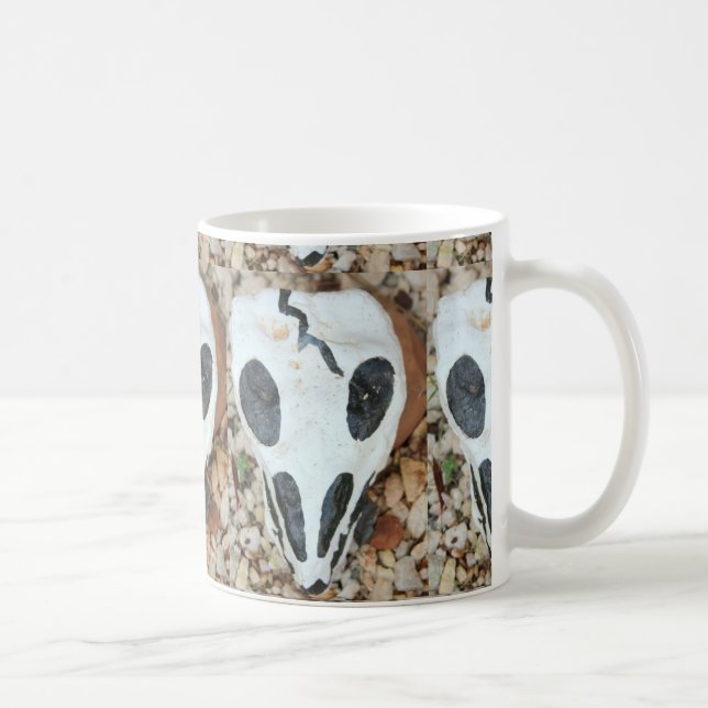 Caneca De Café crânio pintado a preto e branco (Direita)