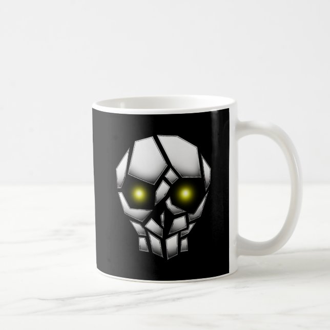 Caneca De Café Crânio Plantado com Olhos Brilhantes (Direita)