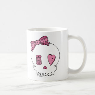 Caneca De Café Crânio Sewing (rosa)