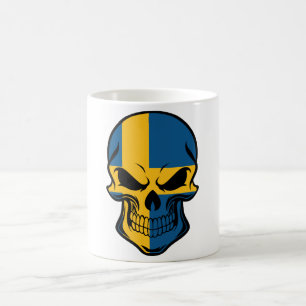 Caneca De Café Crânio sueco da bandeira