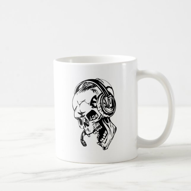 Caneca De Café Crânio usando o auscultadores (Direita)