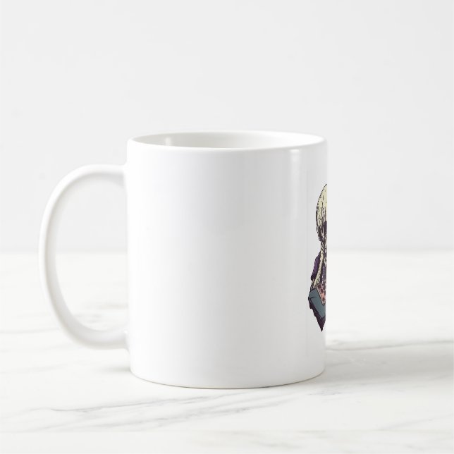 Caneca De Café Cranio vs Gato � Batalha Engraçada de Xadrez (Esquerda)