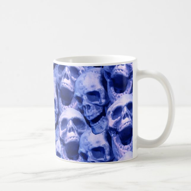 Caneca De Café Crânios Azuis Escuros (Direita)