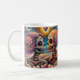 Caneca De Café Crânios de Açúcar no Amor Pastel de Giz Impression