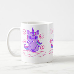 Caneca De Café crânios de pentagrama de unicórnio kawaii