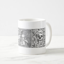 Caneca De Café Crânios e Daffodils Arte Macabra
