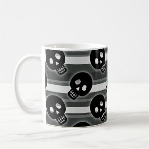 Caneca De Café Cránios pretos em listras brancas e pretas