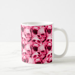 Caneca De Café Crânios Rosa Quente
