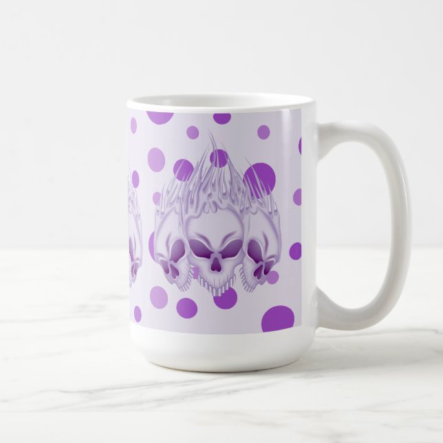 Caneca De Café Crânios roxos flamejantes (Direita)