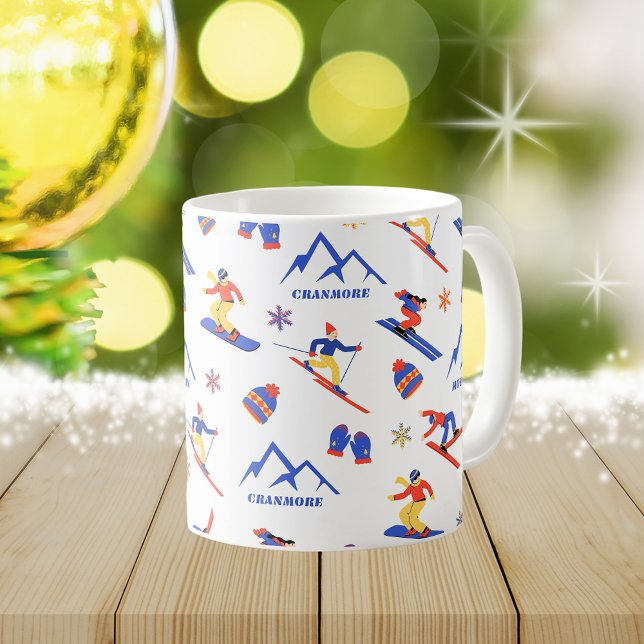 Caneca De Café Cranmore Monte Novo Hamphire Snowboard Padrão (Cranmore Mountain New Hampshire ski snowboard winter snow vacation christmas holidays mug)