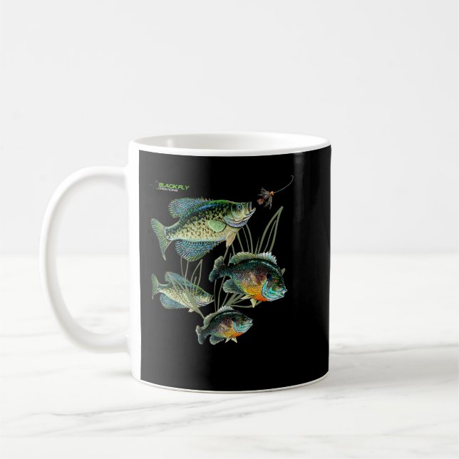 Caneca De Café Crappie Bluegill Pesca Camisas Hoodies Mosca Negra (Esquerda)