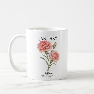 Caneca De Café Cravo de Janeiro Aquarela Flor de Nascimento