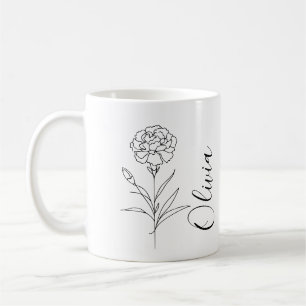 Caneca De Café Cravo de Janeiro Personalizado Flor de Nascimento