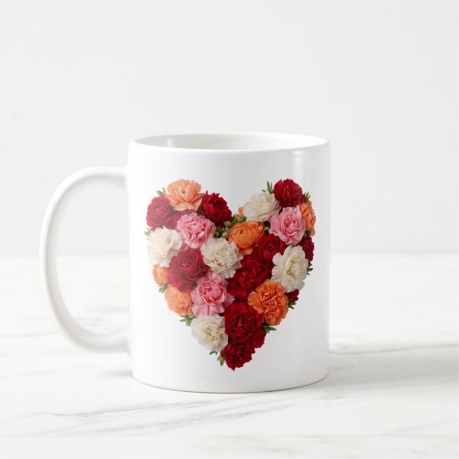 Caneca De Café Cravo Flor de Nascimento de Janeiro Coração (Esquerda)