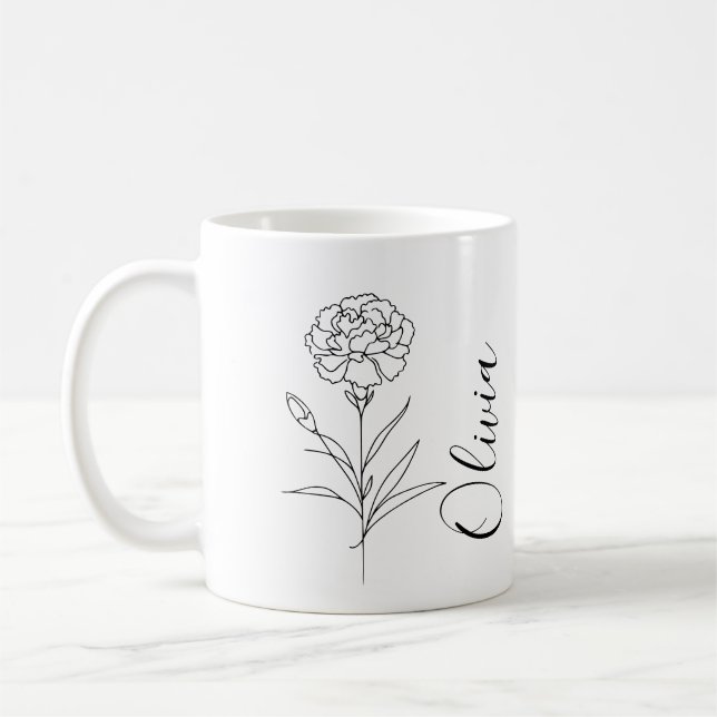 Caneca De Café Cravo Personalizado de Janeiro Flor de Nascimento (Esquerda)