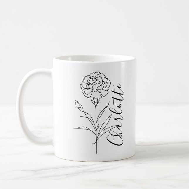 Caneca De Café Cravos de Janeiro Personalizados Flor de Nasciment (Esquerda)