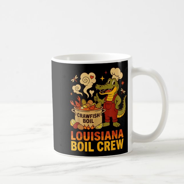 Caneca De Café Crawfish Cajun Louisiana Boil Alligator Bayou Retr (Direita)