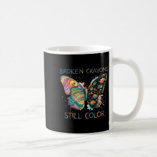 Caneca De Café Crayons Partidos Ainda Coloridos Borboleta Arco-Ír