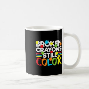 Caneca De Café Crayons Partidos Ainda Cores Sensibilização Para A