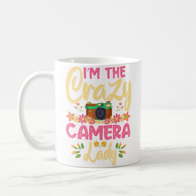 Caneca De Café Crazy Camera Lady Photographer Photography (Esquerda)