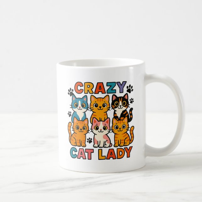 Caneca De Café Crazy Cat Lady Cat Stack  (Direita)
